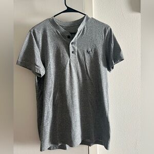 AEO Short Sleeve Henley Heather Grey